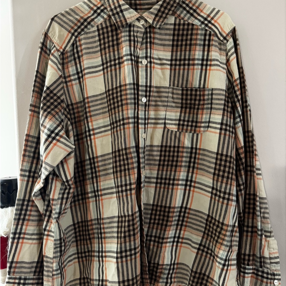 Northcrest Brown and Orange Plaid Shirt